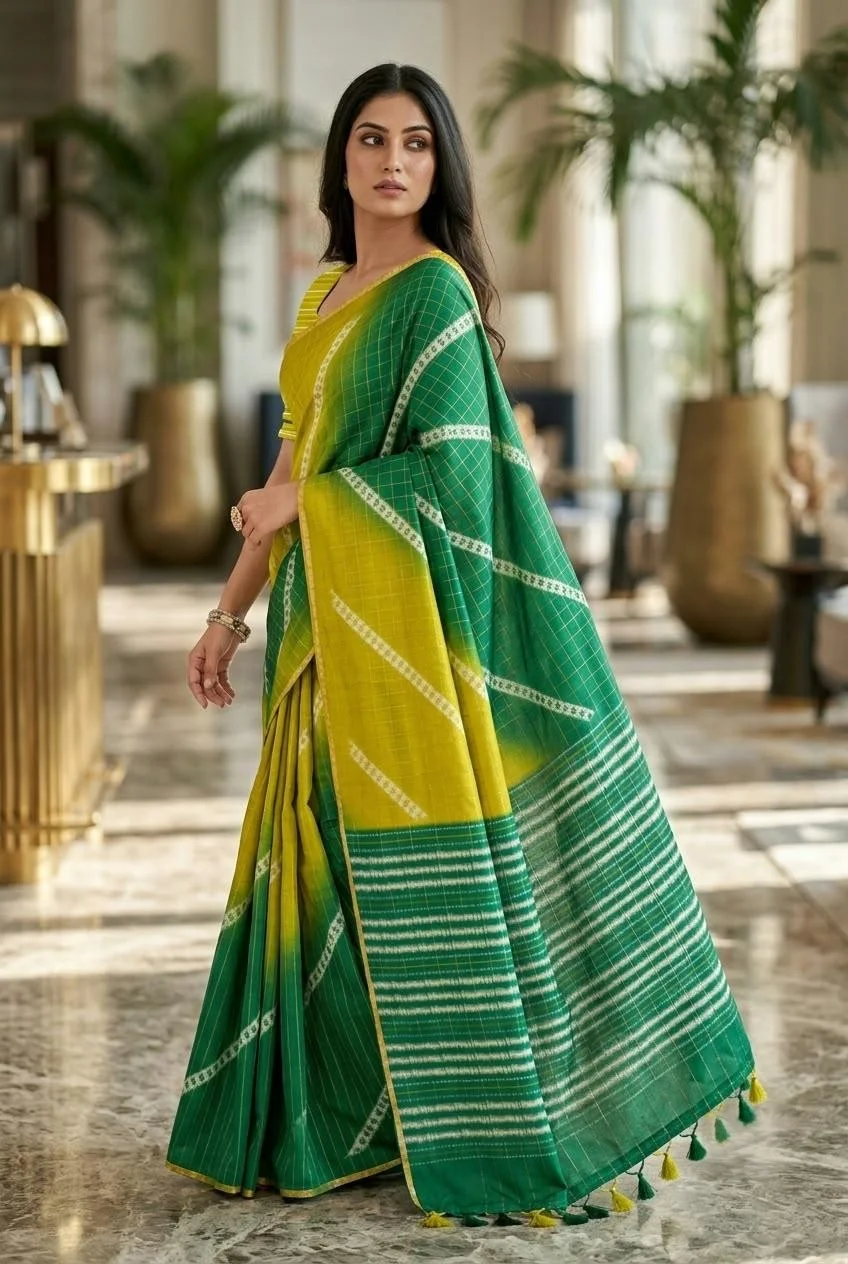 Pure Linen Jari Cotton Saree